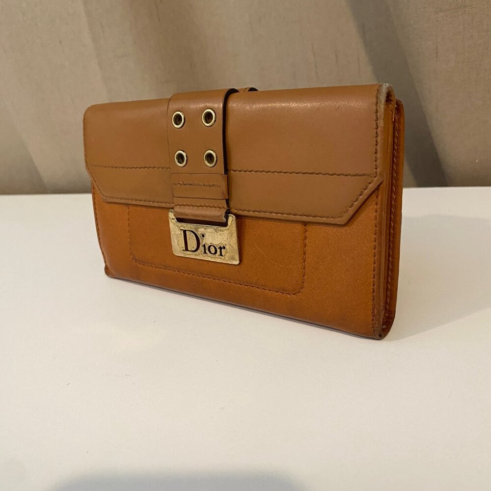 Christian Dior 2002 Calfskin Leather Wallet Brown Gold Hardware 6.5x4‎ - Picture 3 of 11